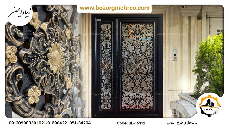 درب یک و نیم لنگه طرح آبنوس